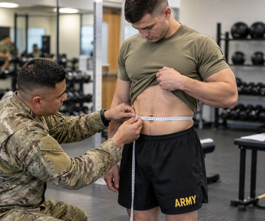 Army applicant waist circumference measurement during MEPS physical examination