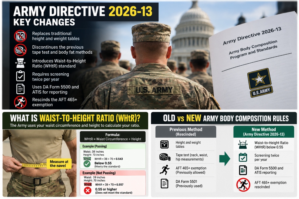 Old vs new Army body composition rules under Directive 2026-13